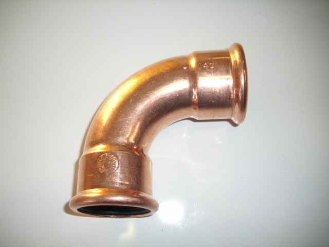 VSH Bocht 90° 42x42mm koper